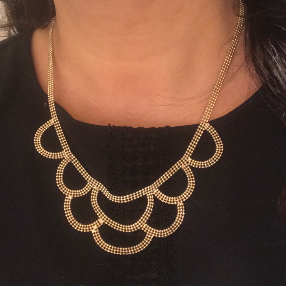 Statement Necklace Goldtone mini bead link EUC
